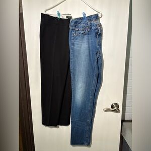 J crew ankle pant side zip size 6 city fit black and matchstick blue jean